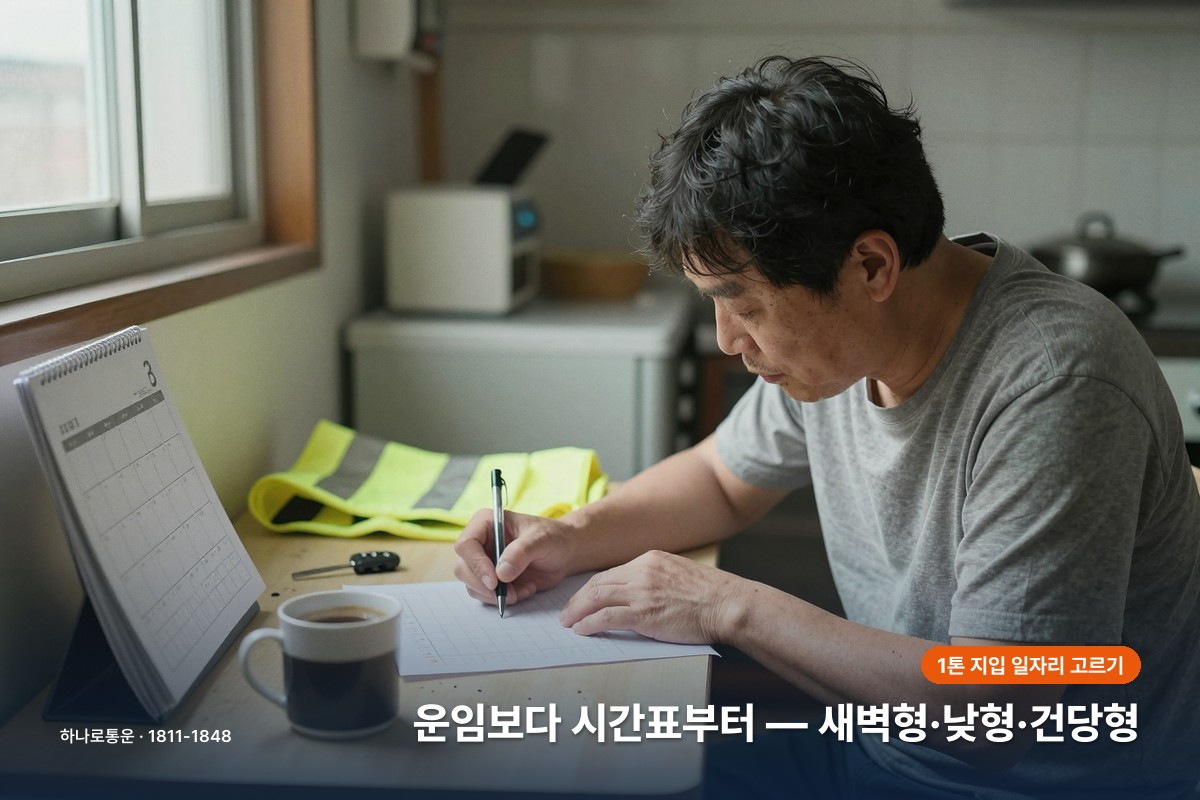 1톤 지입 일자리는 시간표부터 고르기 — 새벽 상차형·낮 현지퇴근형·시간 선택 건당형은 하루가 다릅니다