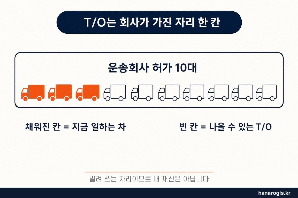 T/O 뜻 · 운송회사가 허가받은 대수 가운데 한 칸. 차가 빠진 칸이 T/O로 나옵니다