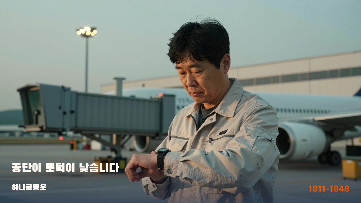 공항 화물터미널 앞에서 시계를 보며 반입 시간을 맞추는 기사