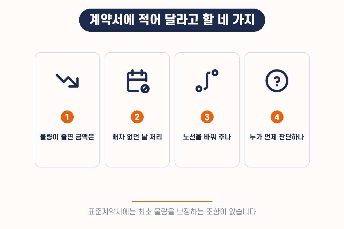 계약서에 적어 달라고 할 네 가지 — 금액 처리, 배차 없던 날, 노선 변경, 판단 주체