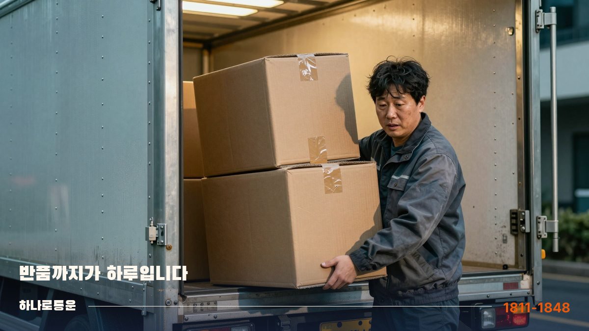 밤에 캠프로 돌아와 반품 물건을 내리는 배송기사