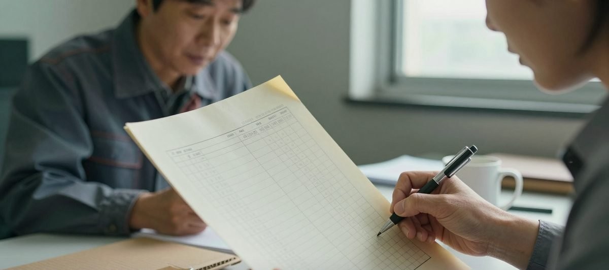 운임 항목표 빈칸을 볼펜으로 채우는 화주 담당자