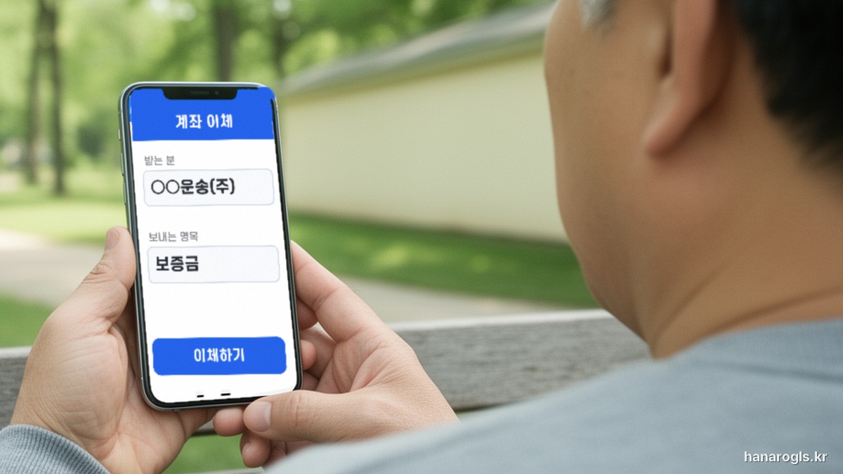 휴대전화 이체 화면에서 받는 분과 보내는 명목을 확인하는 기사