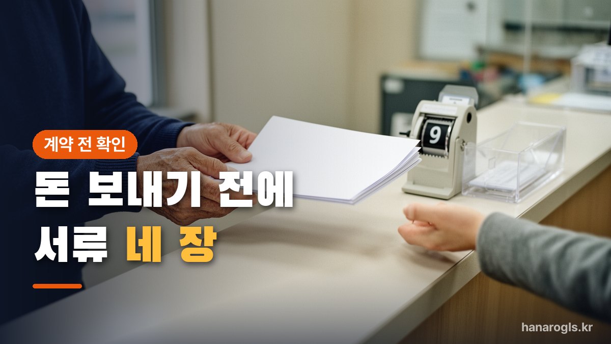 창구에서 서류를 건네받는 손 · 지입 사기를 피하려면 돈을 보내기 전에 서류 네 장부터