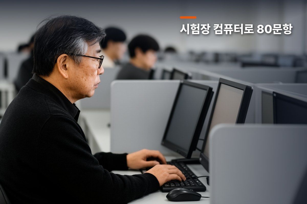 화물운송자격증 CBT 시험장에서 컴퓨터로 문제를 푸는 기사