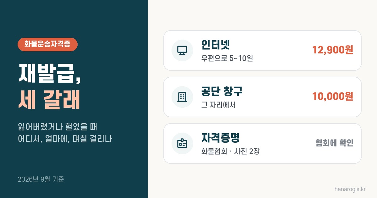 화물운송자격증 재발급과 자격증명 — 어디로 가야 하나